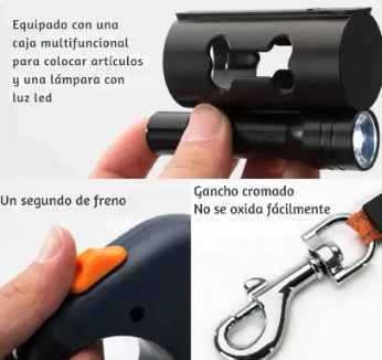 Correa Retractil Doble Para mascota
