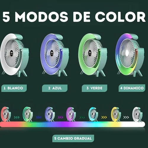 VENTILADOR PORTATIL CON LUZ RGB