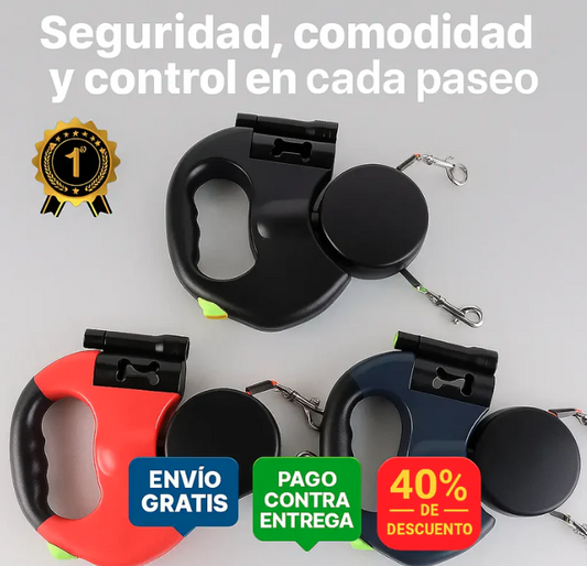 Correa Retractil Doble Para mascota